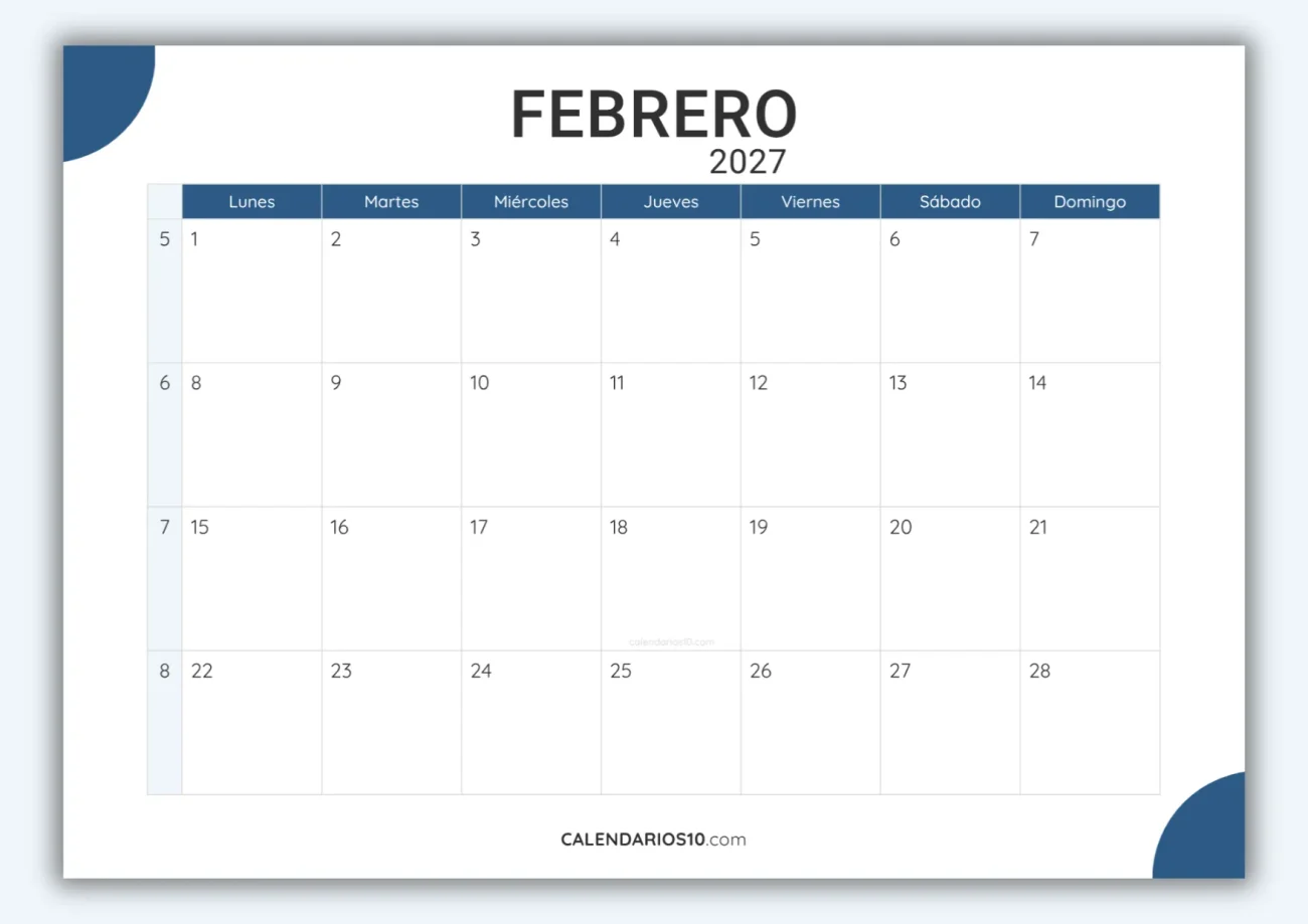 calendario-febrero-2027-mensual-imprimible