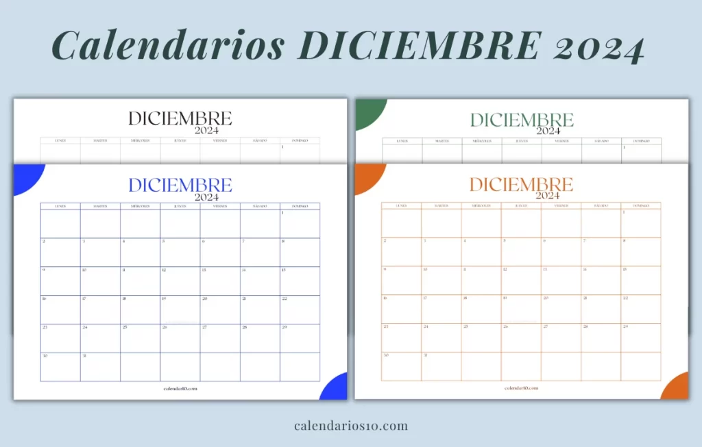 calendarios mes diciembre 2024 para imprimir
