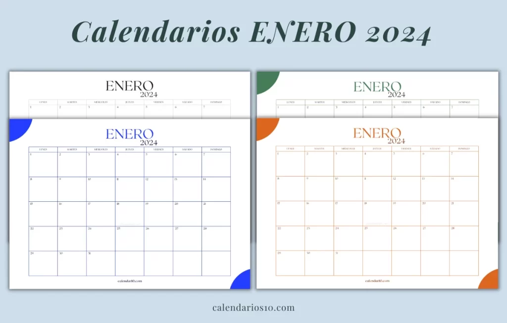 calendarios mes enero 2024 para imprimir