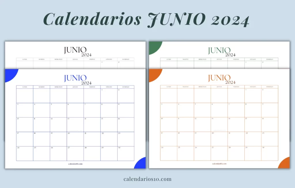calendarios mes junio 2024 para imprimir